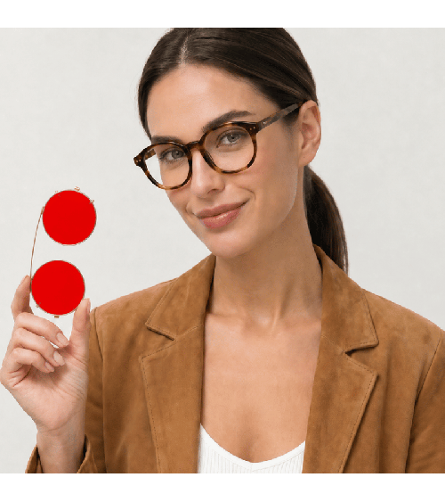 Medium Red Custom Clip-On Lenses for Optical Stores | McCray Eyewear Canada